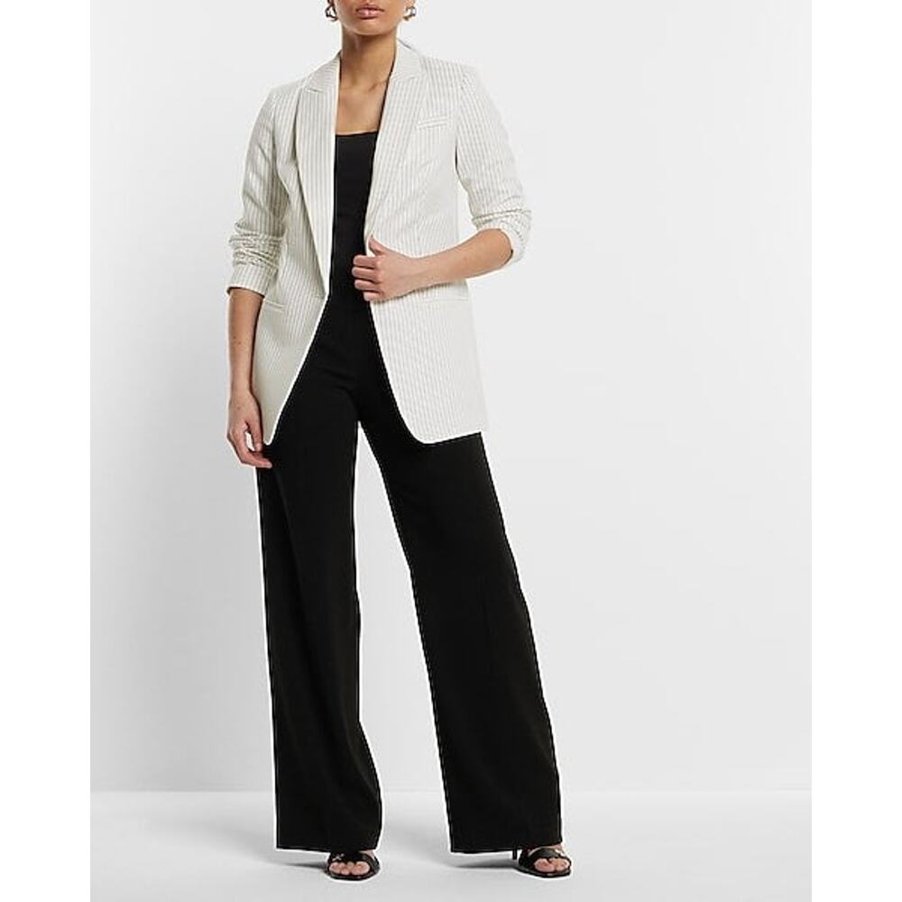 Express Editor Pinstripe One Button Boyfriend Bla… - image 3